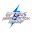 Logo of Optimus Mission Critical Group. A blue lightning bolt is at the left of the company's name.