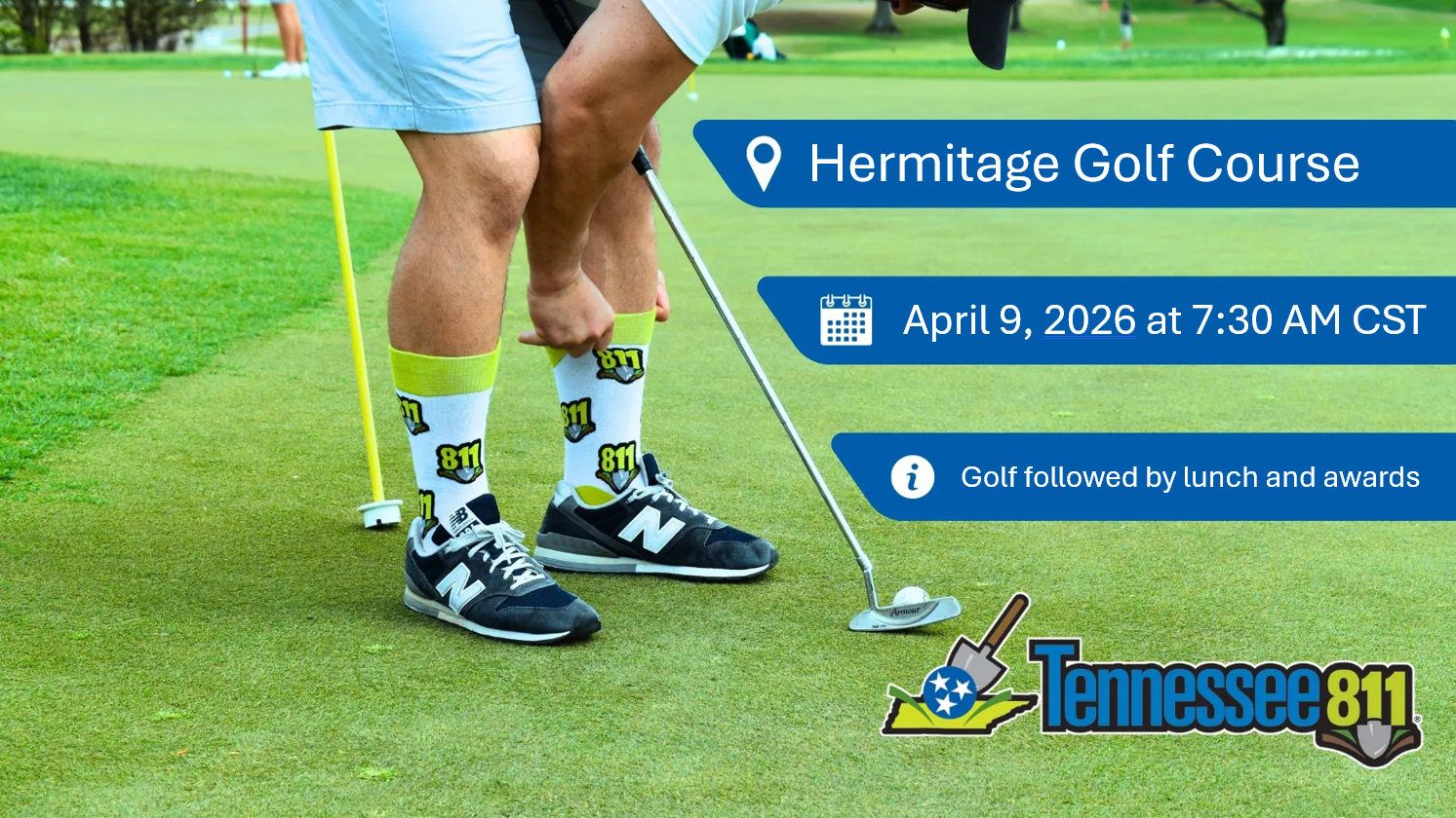 Hermitage Golf Course event on April 9, 2026, at 7:30 AM CST