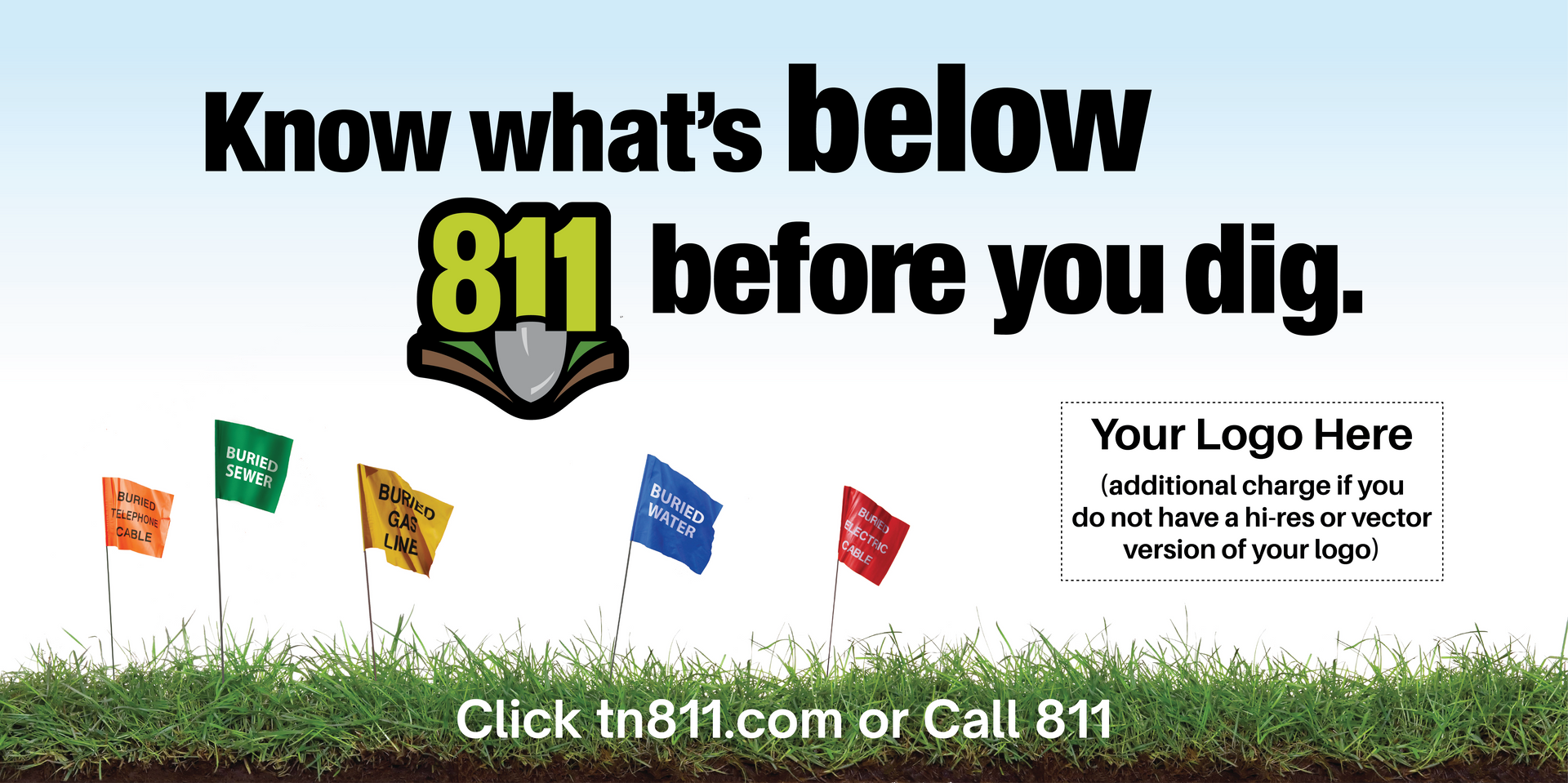Banner image; lawn with flags. Text: