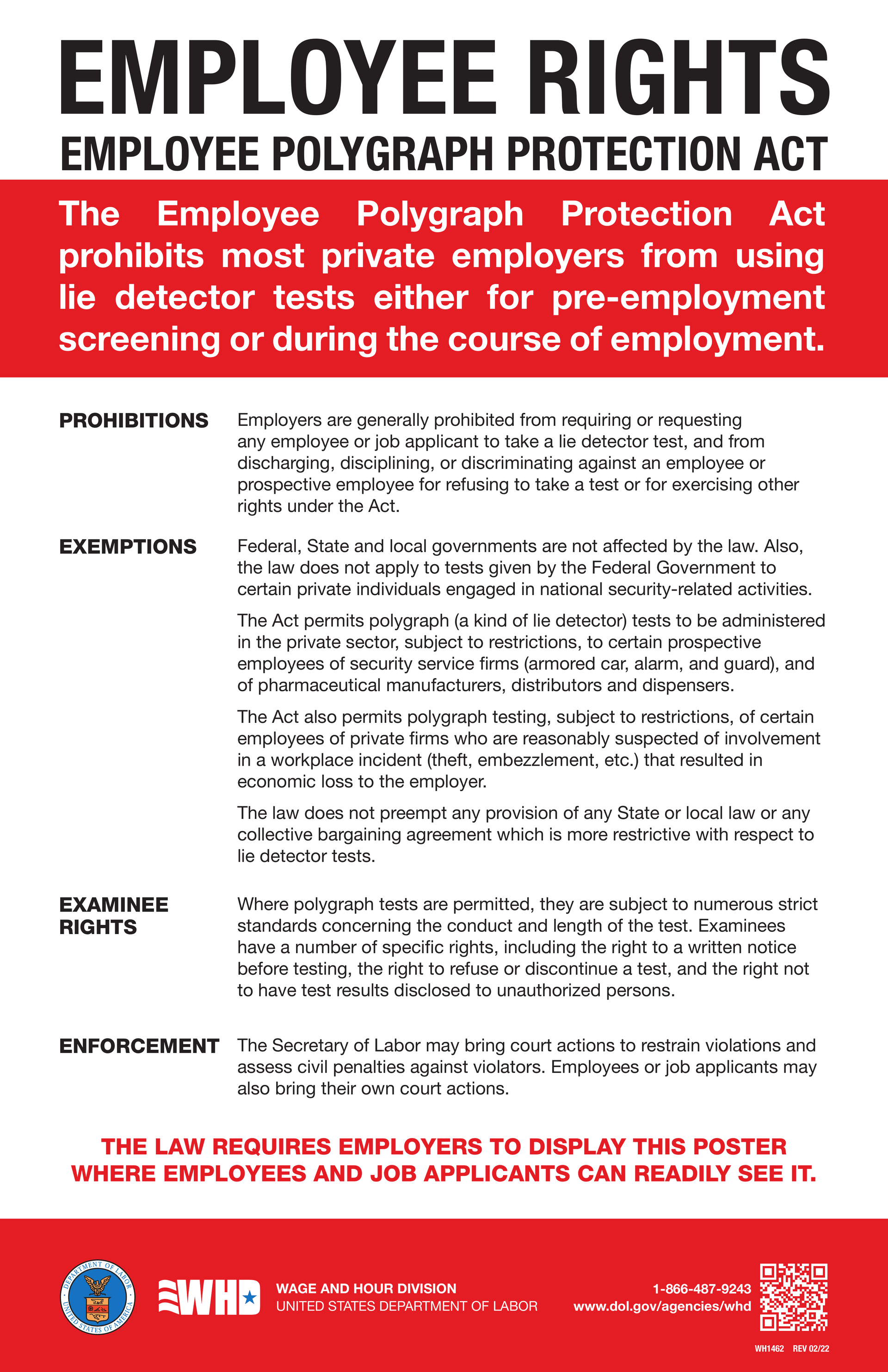 Employee Rights poster regarding the Employee Polygraph Protection Act.