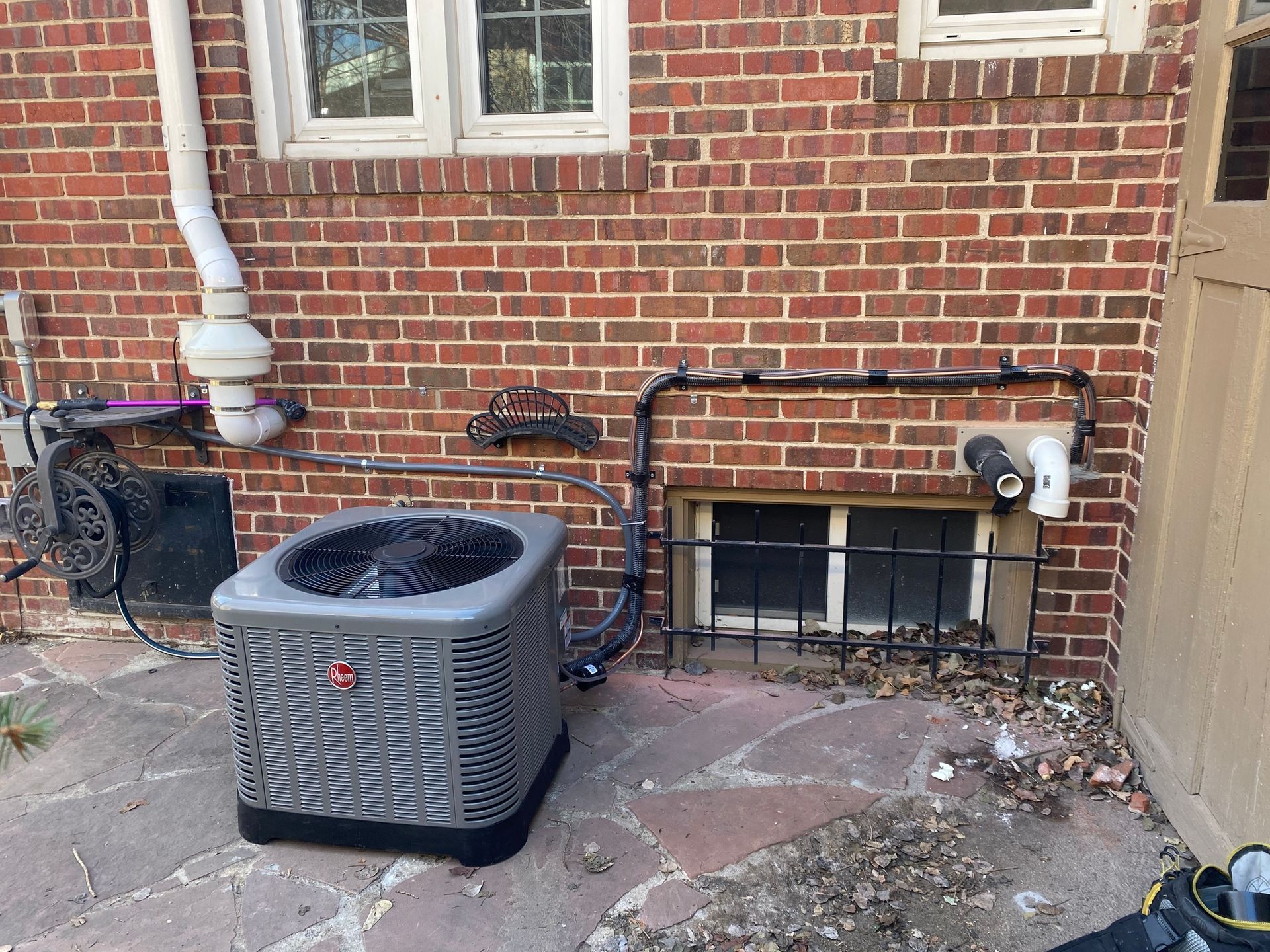 Installed outdoor HVAC unit system