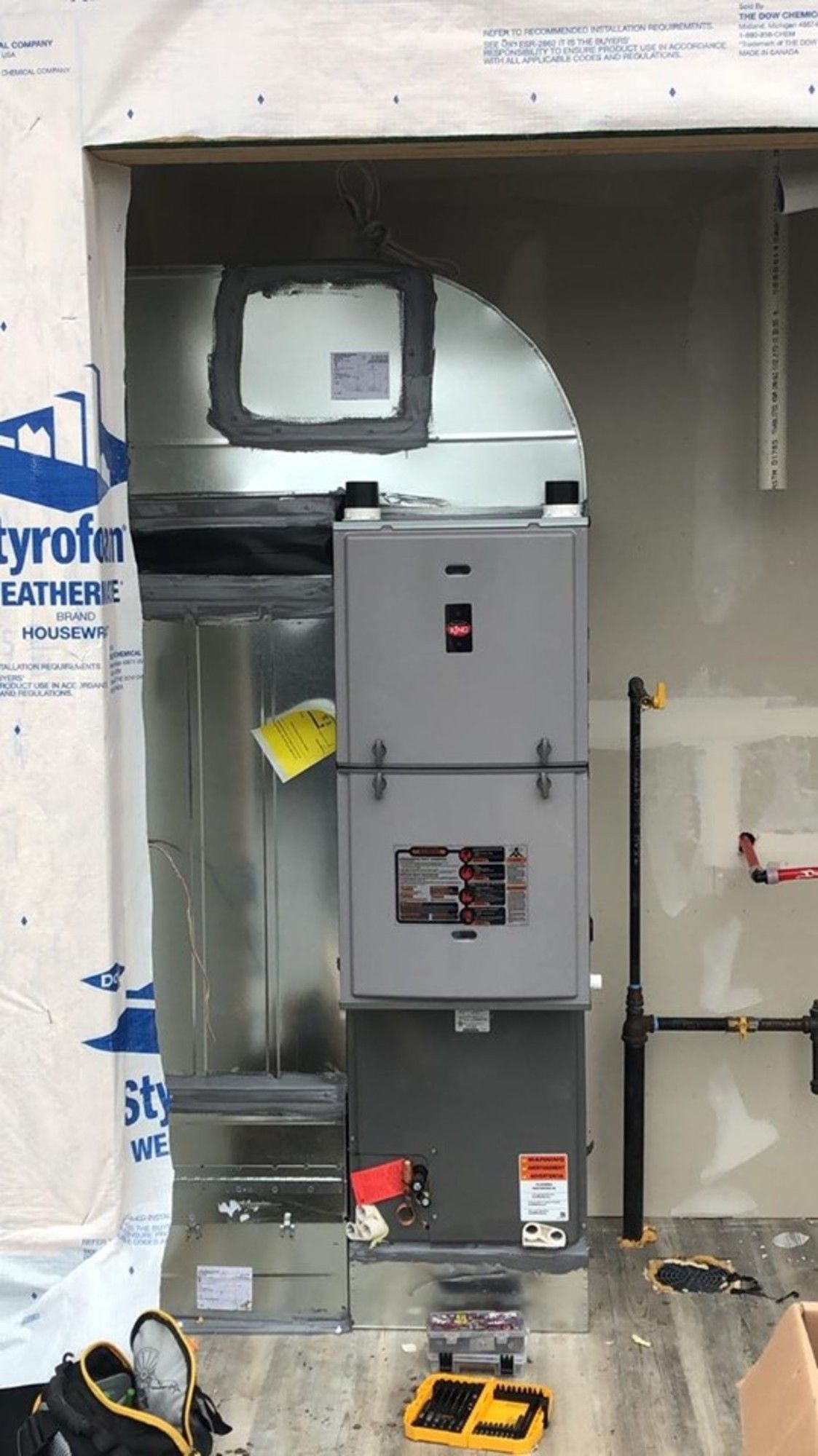 Furnace installation with ductwork