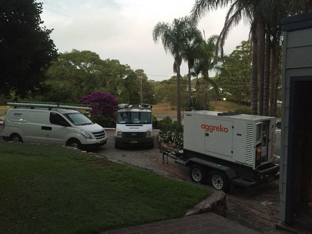 Electrical Service Vehicles — Electrical & Fire Safety Services in Salamander Bay, NSW