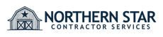 Logo for Northern Star Contractor Services featuring a stylized barn icon with a star and dark blue text on white.