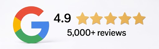The google logo has 4.9 stars and 1,000+ reviews.
