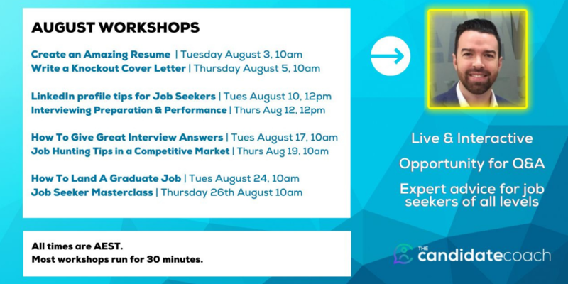 A poster for august workshops with a picture of a man