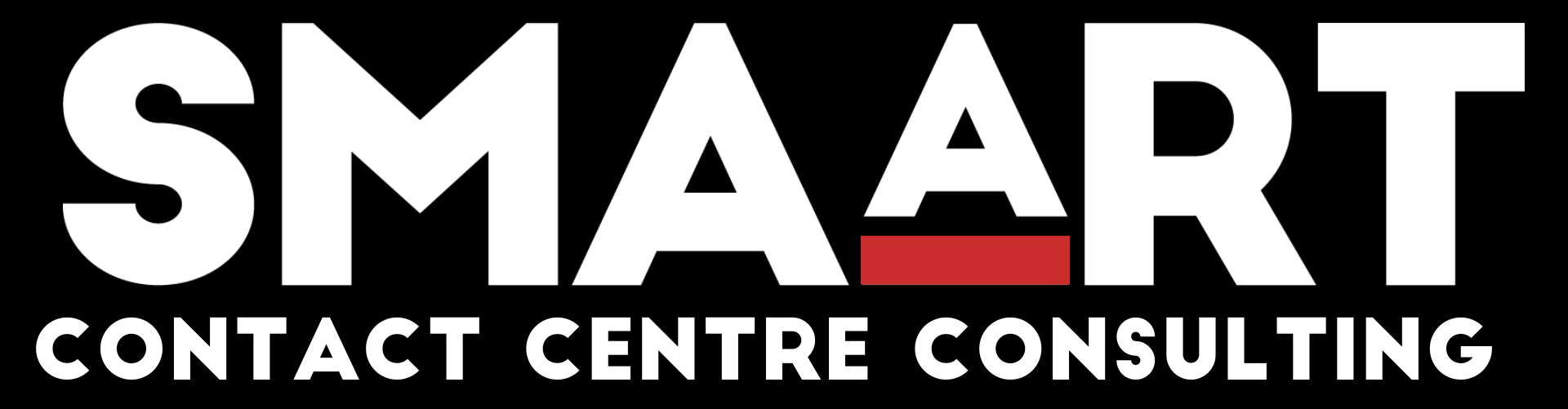 The logo for smaart contact centre consulting is white and red on a black background.