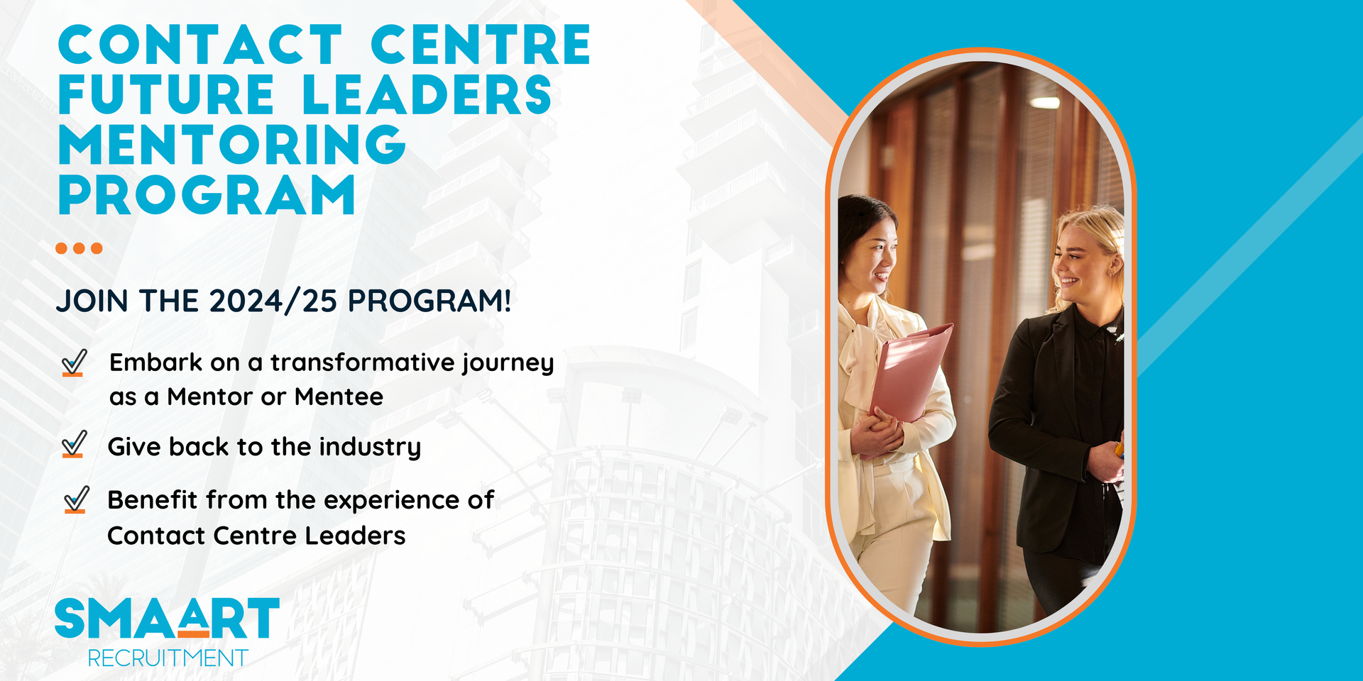 A poster for the contact centre future leaders mentoring program.