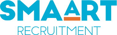 A blue and orange logo for smaart recruitment