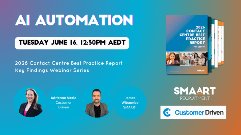 AI automation webinar promo with blue background, speakers, and report cover, Tuesday June 16, 12:30PM AEST