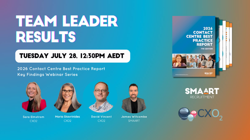 Team Leader Results webinar promo with four speakers, Tuesday July 28, 12:30PM AEDT, blue-orange background