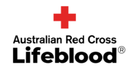 The logo for the australian red cross lifeblood is shown on a white background.