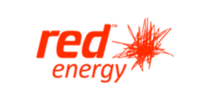 A red energy logo on a white background