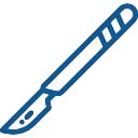 Icona di un coltello multiuso blu su sfondo bianco