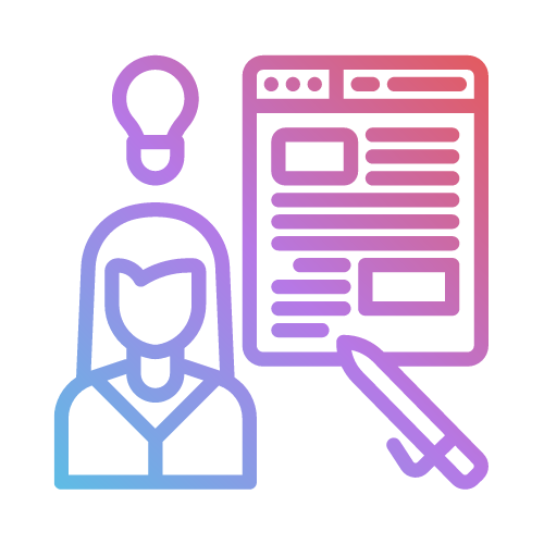 A woman is standing next to a pen and a piece of paper.