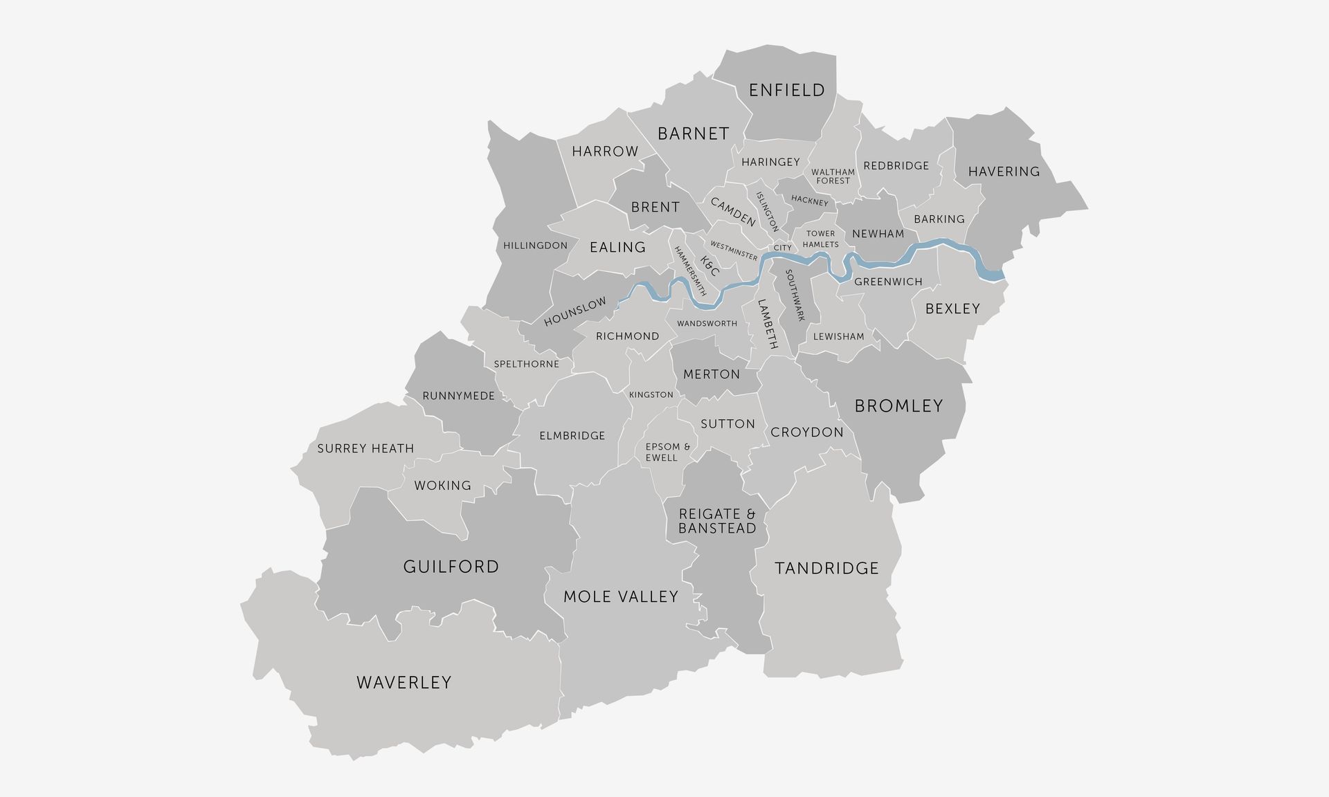 A map of a city with a lot of cities on it