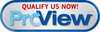 Qualify Us Now! ProView logo in blue with red text on a white background
