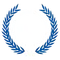 Blue laurel wreath encircling a central shield emblem.