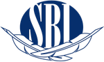 A blue and white logo for sbi with feathers and wheat.
