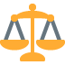 Golden scales, balancing weight, justice symbol.