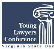 Logo: Young Lawyers Conference, Virginia State Bar; blue background, white text and column.