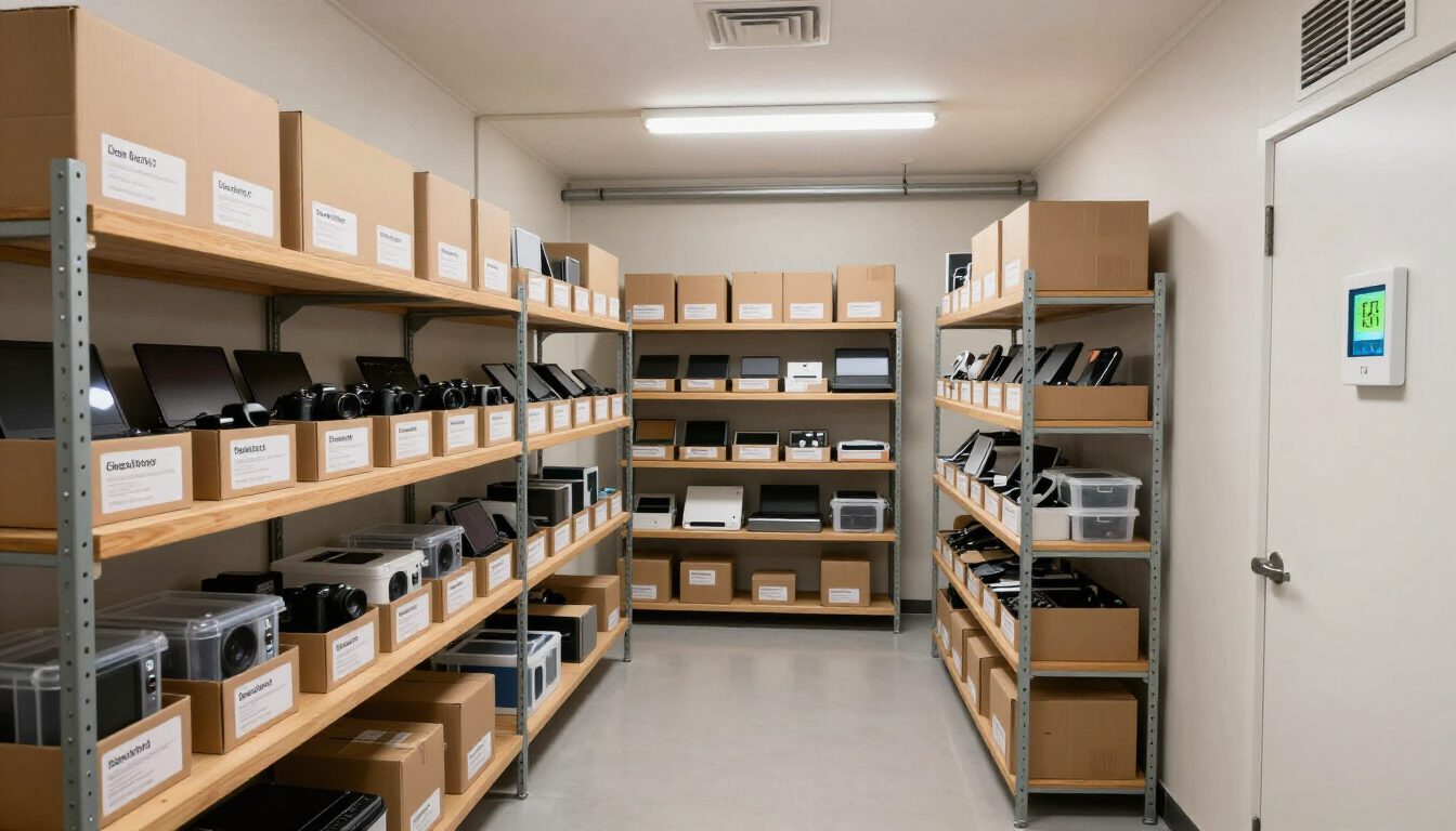 Climate-controlled storage area used to protect pawned items.