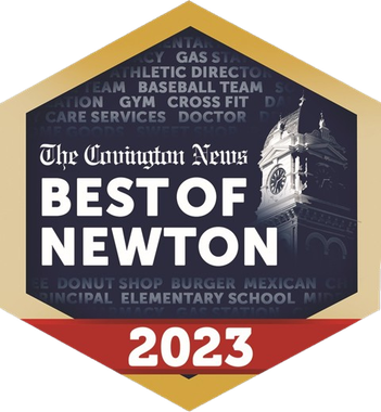 The Connaught News Best of Newton 2023 award badge in gold, navy, and red.