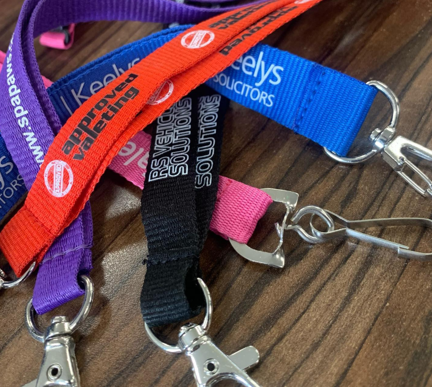 WhiteLodge colorful lanyards with company names printed on