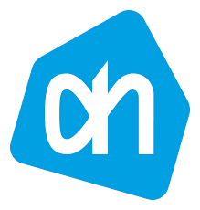 Blauw logo van supermarktketen Albert Heijn; witte letters