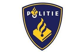 Nederlands politielogo: Blauw schild met gouden rand, het woord