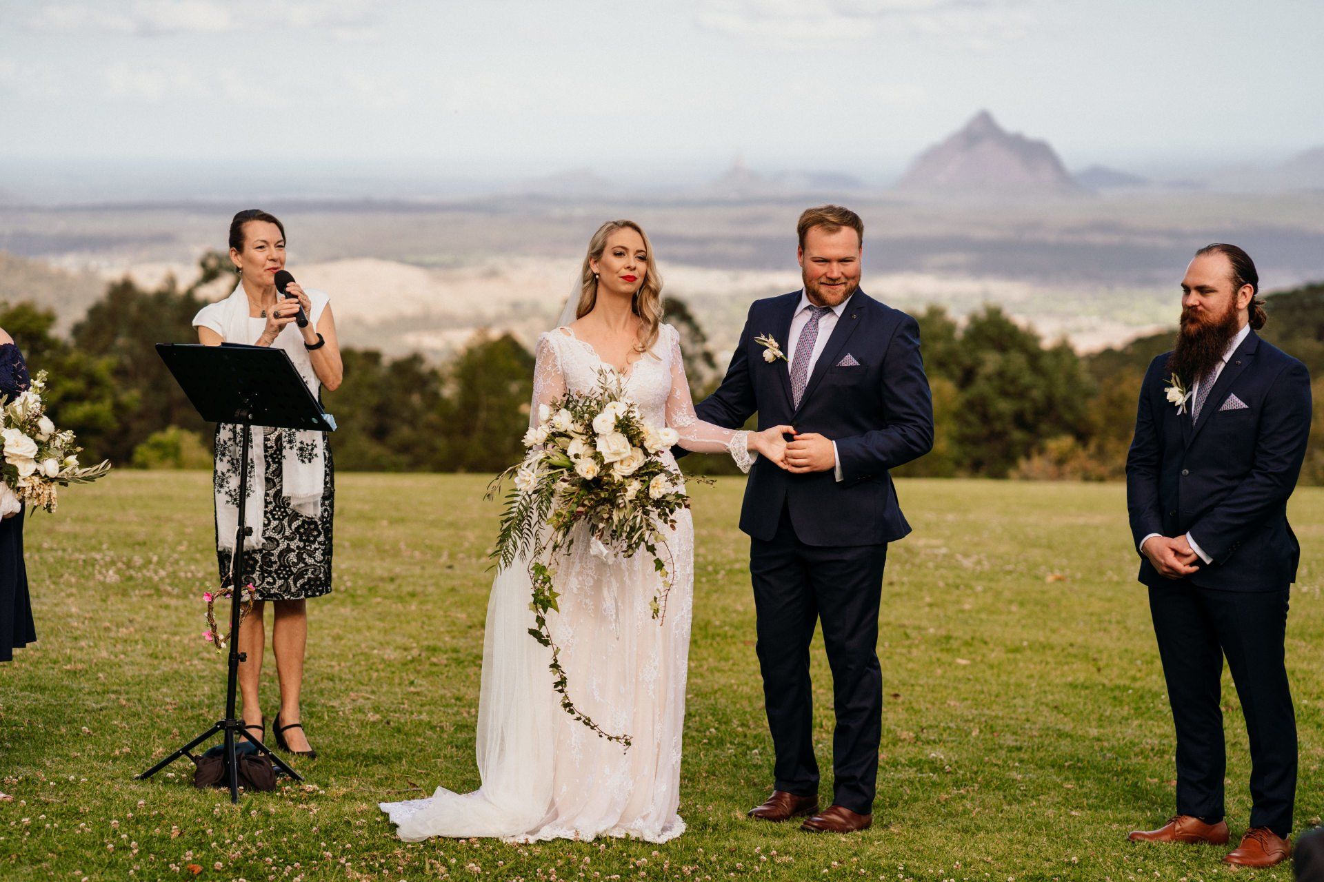 Couple marrying at Hinterland grassy location