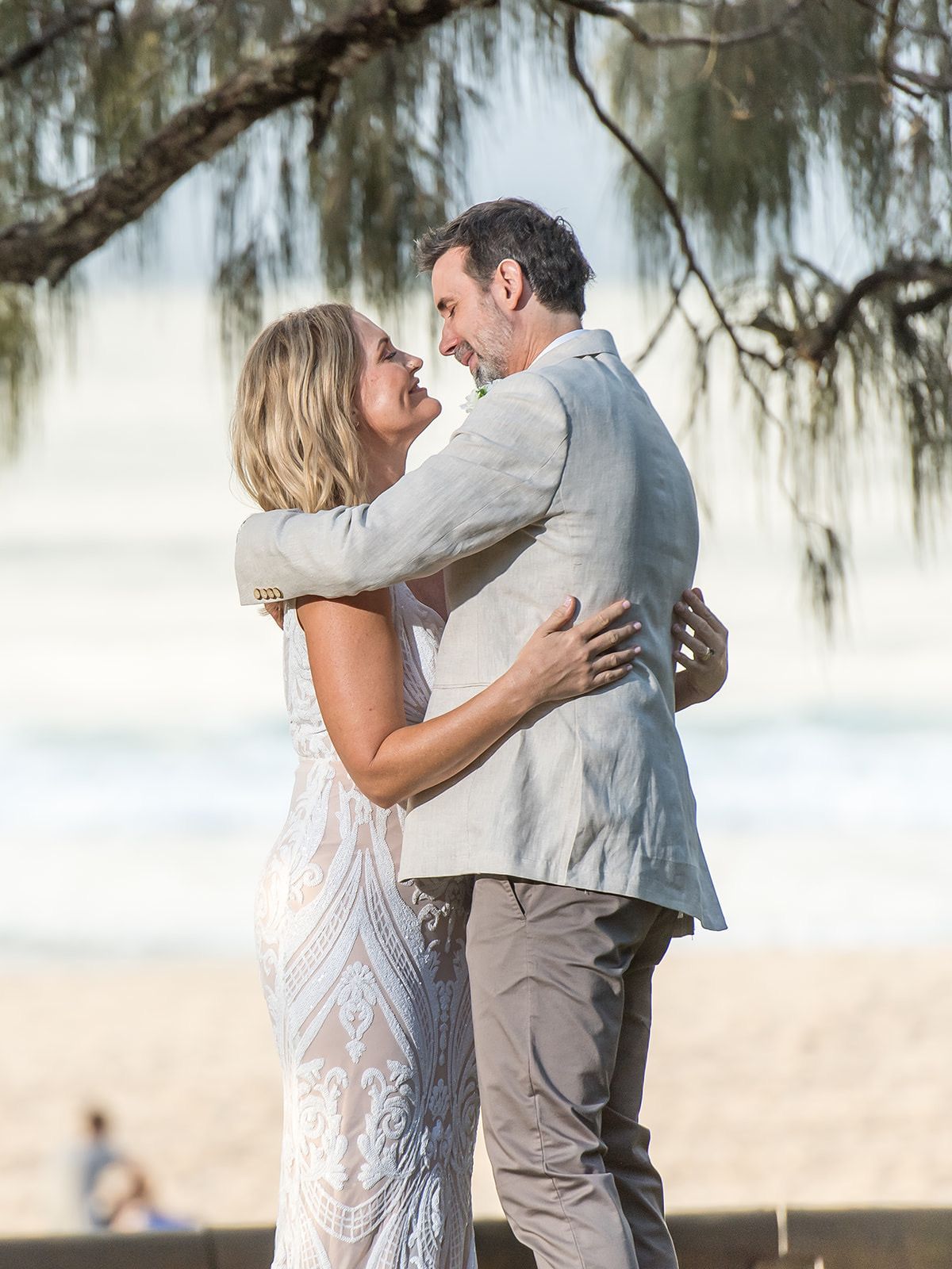 Sunset Beach Elopement Noosa Rock wall Wedding Celebrant