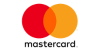 Mastercard logo with overlapping red and orange circles and black wordmark
