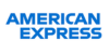 American Express logo in blue text on a white background