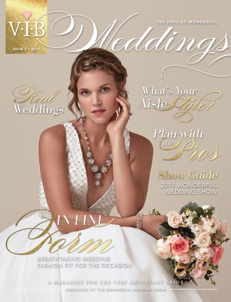 A woman in a wedding dress is on the cover of a wedding magazine.