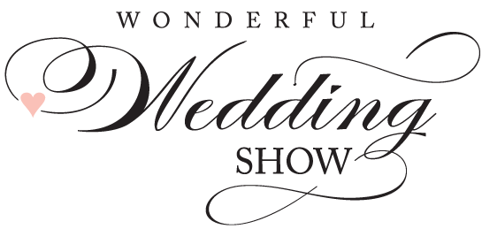 The logo for the wonderful wedding show is black and white with a heart.
