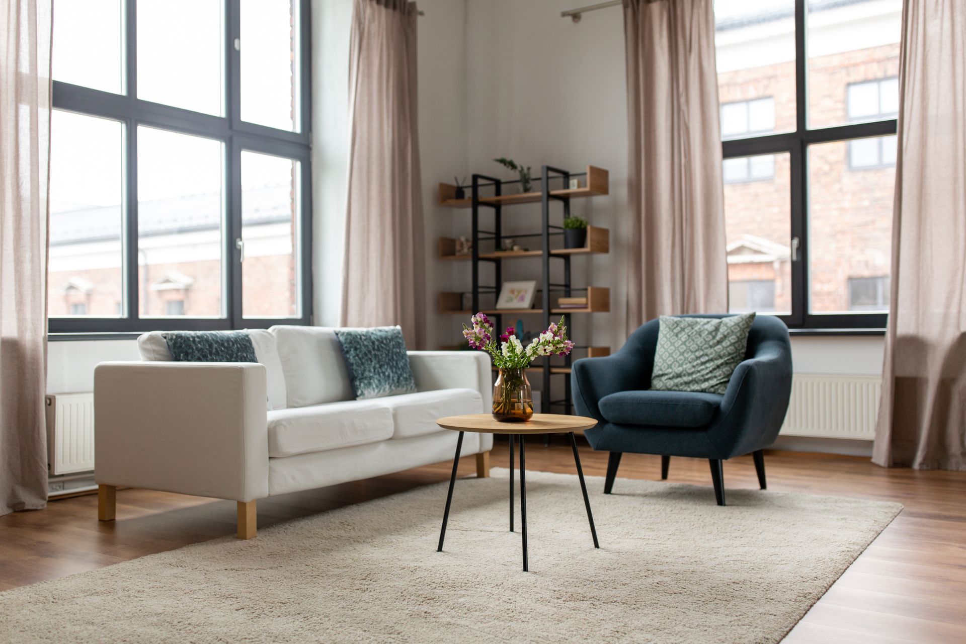 Interior photo of a modern bright bedroom