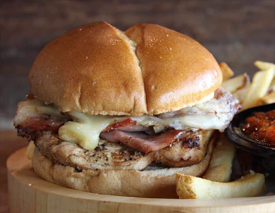 Chicken sandwich with french fries lunch Smokehouse bbq kansas city