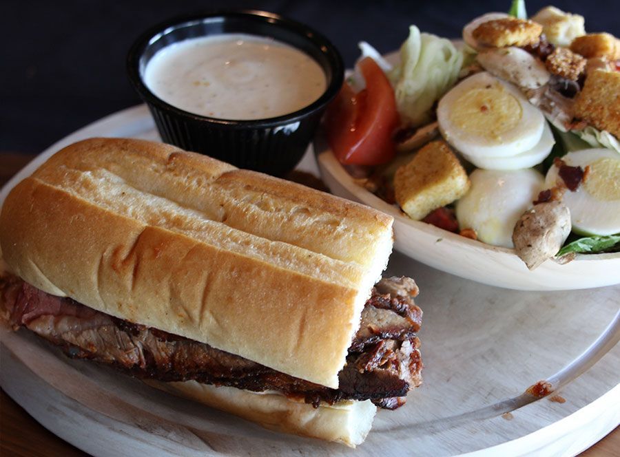 Sandwich and a salad lunch menu Smokehouse bbq kansas city