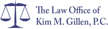 Scales of justice with text "The Law Office of Kim M. Gillen, P.C."