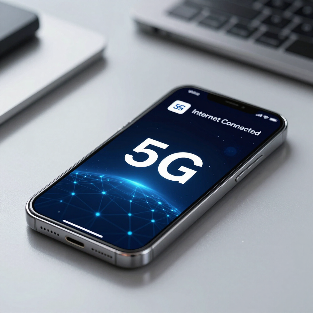 Uno smartphone su una scrivania mostra le scritte