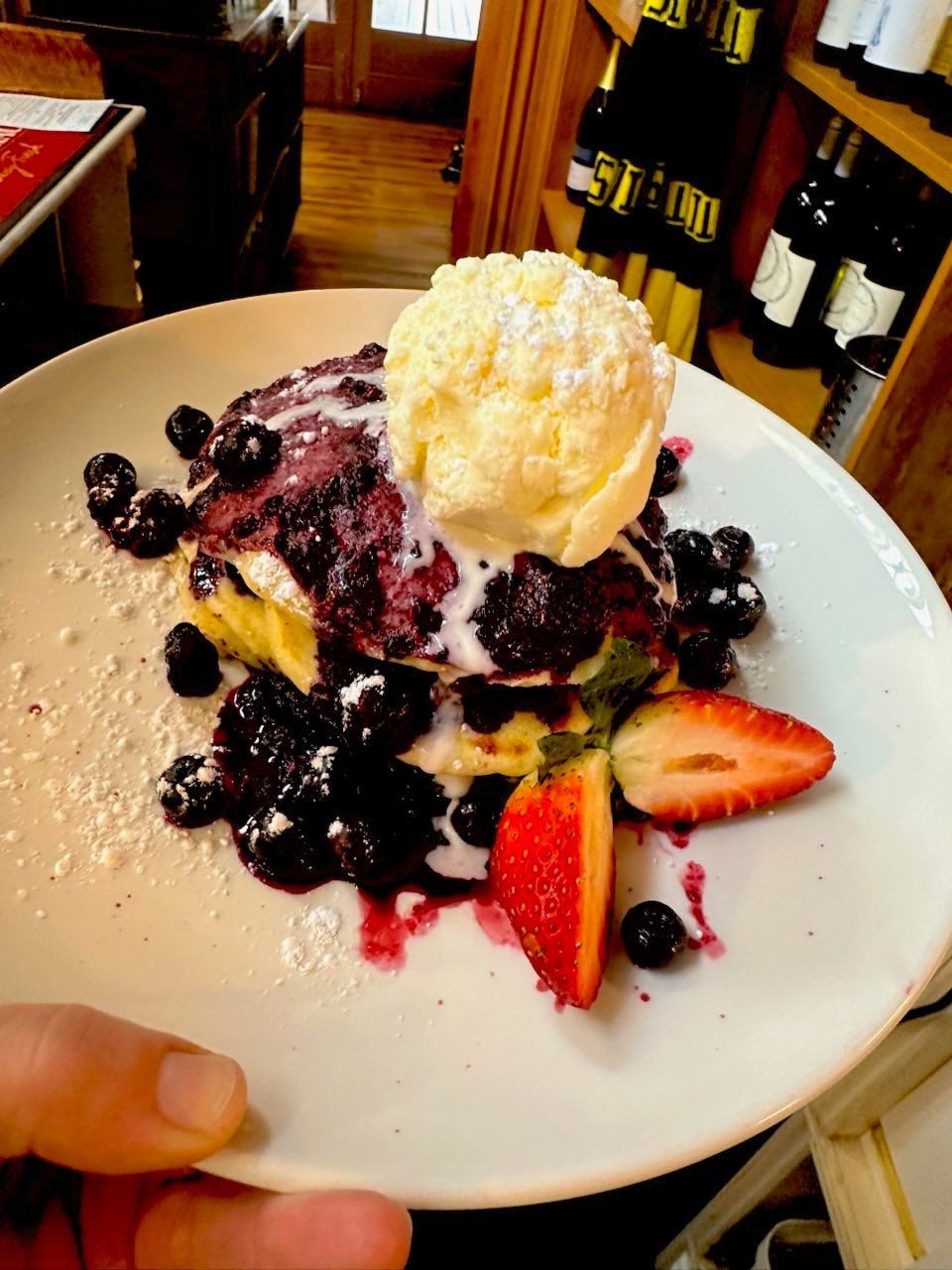 A Plate of Pancakes with Fruit and Cream — 321 Cafe Learmonth In Learmonth, VIC