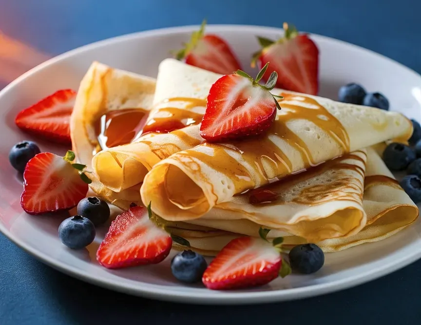 Pancakes With Strawberries and Blueberries — 321 Cafe Learmonth In Learmonth, VIC