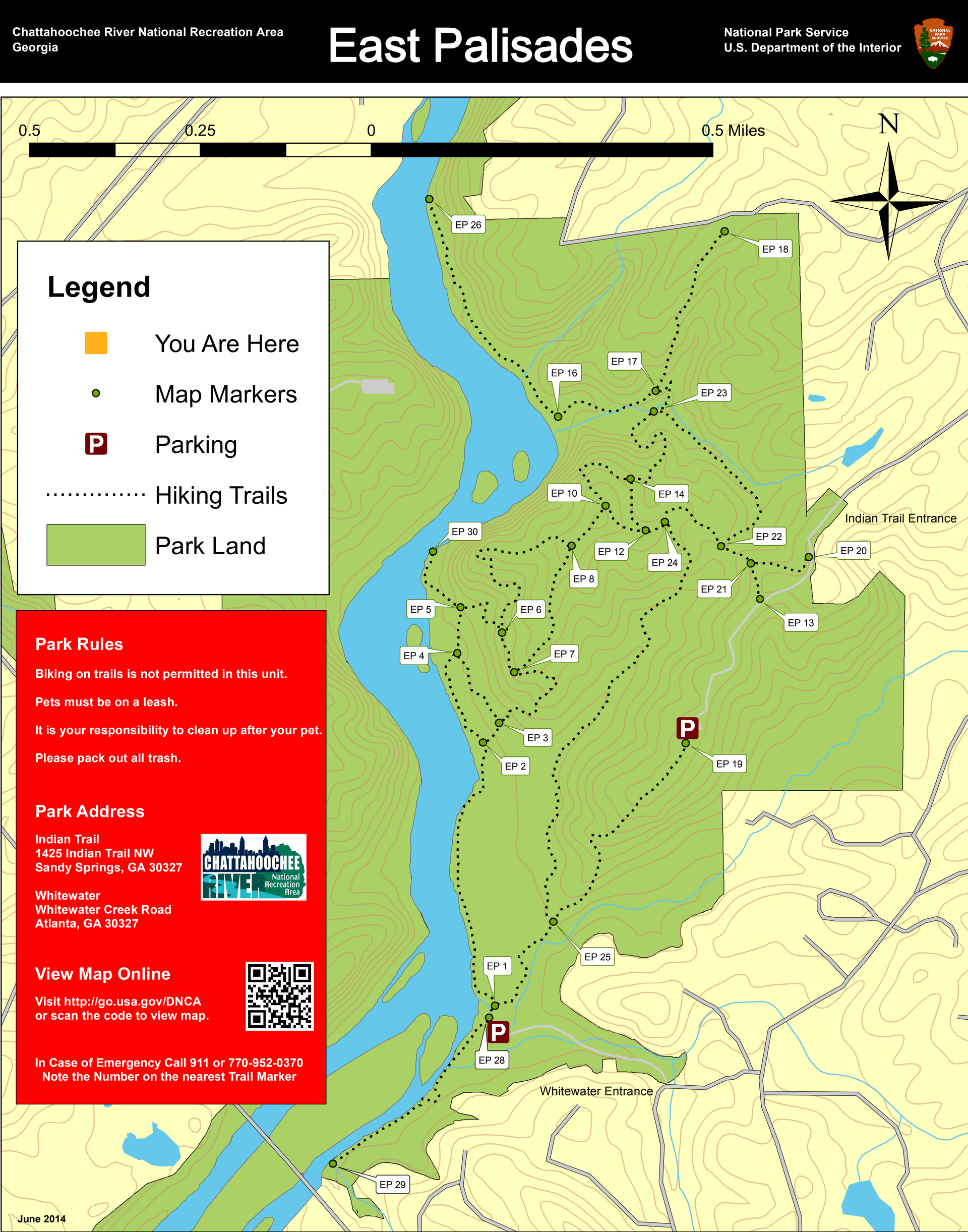 East Palisades trail map with bamboo forest and dog beach