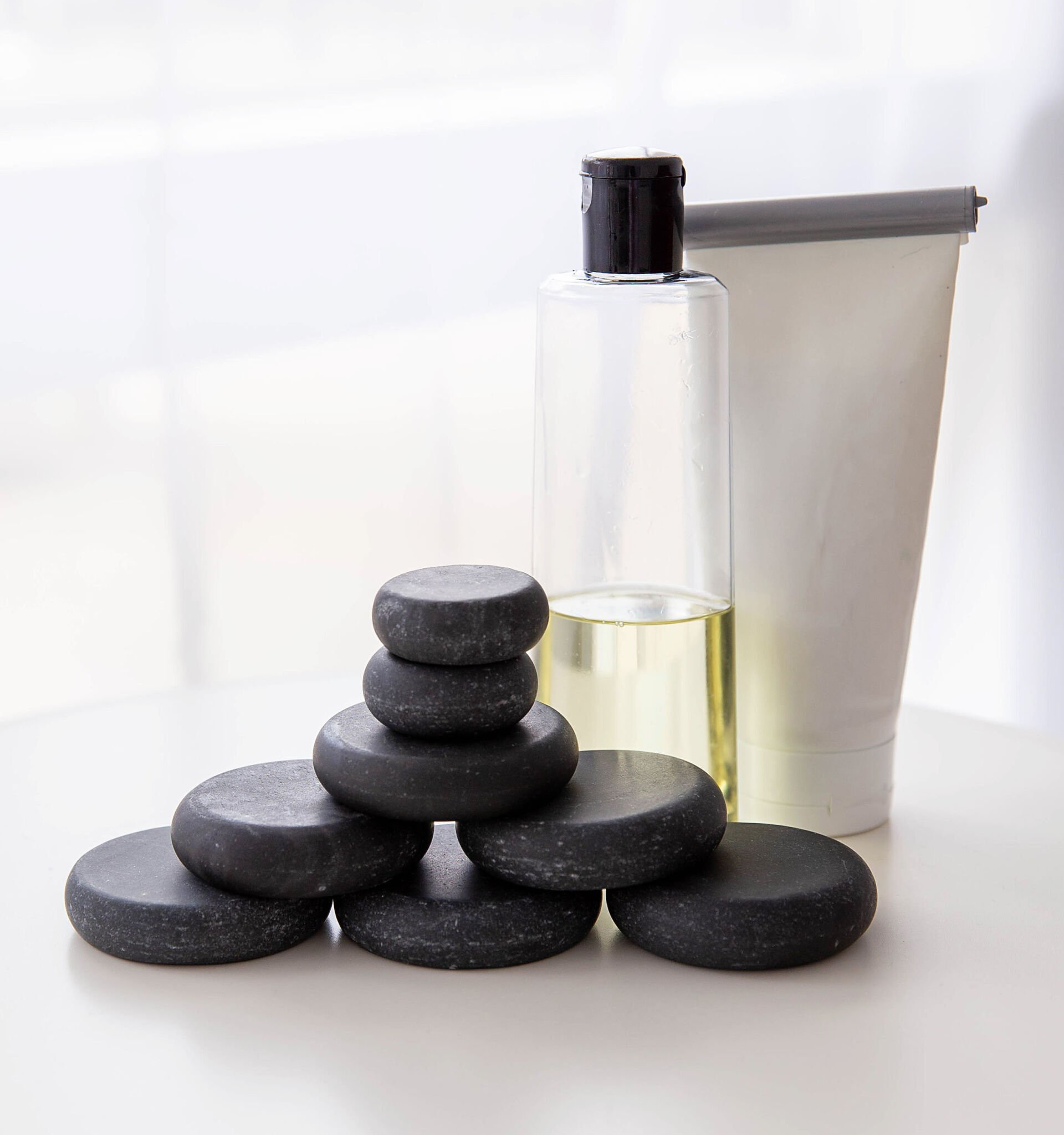 hot stones and body oil
