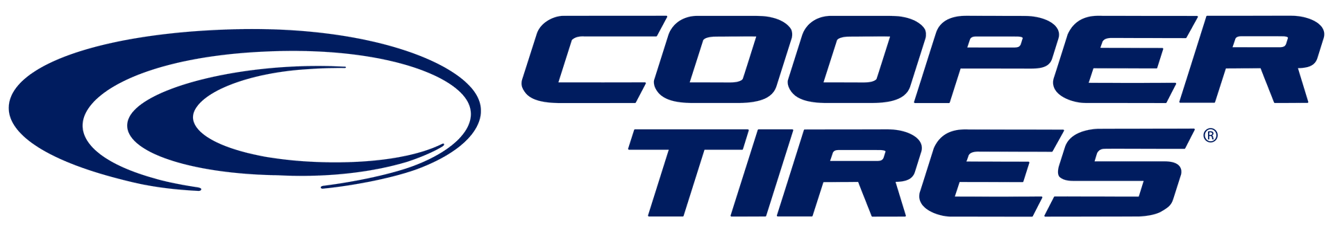 The dark blue Cooper Tires logo featuring a stylized oval icon next to the brand name in a bold, sans-serif font.