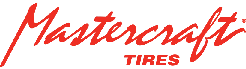 Red Mastercraft Tires logo with stylized red cursive text on a white background.