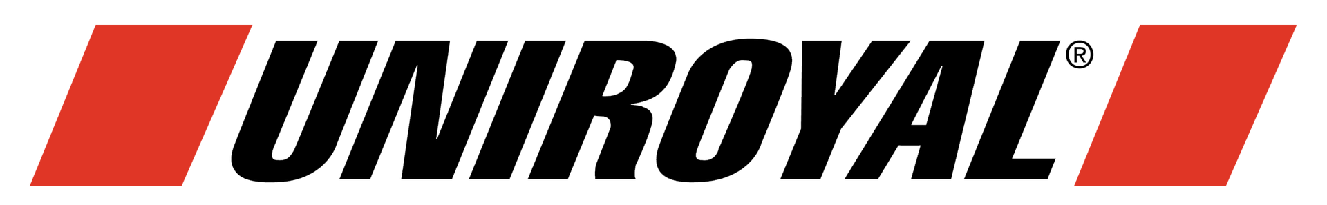 The black Uniroyal logo text between two slanted red rectangles on a white background.