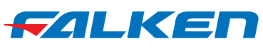 The blue Falken logo featuring a stylized red triangle on the left side of the letter F.