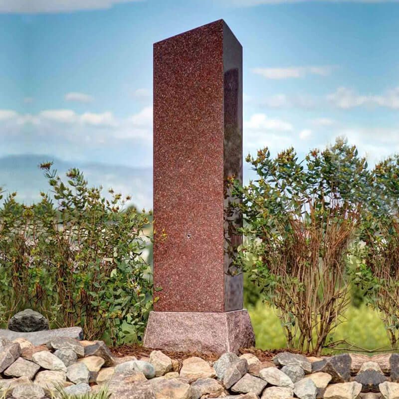 Upright granite memorial at overlook
